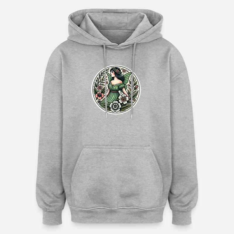 Verzauberte Waldfee Illustration - Oversized Unisex Hoodie - Grau meliert