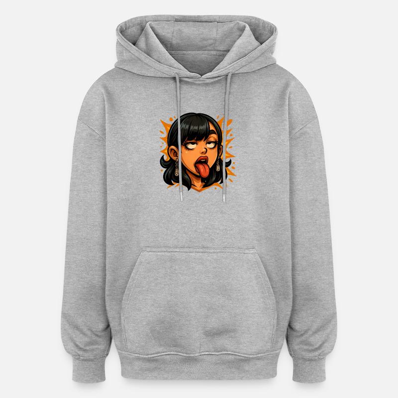 Grimace - Sweat à capuche oversize unisexe - gris chiné