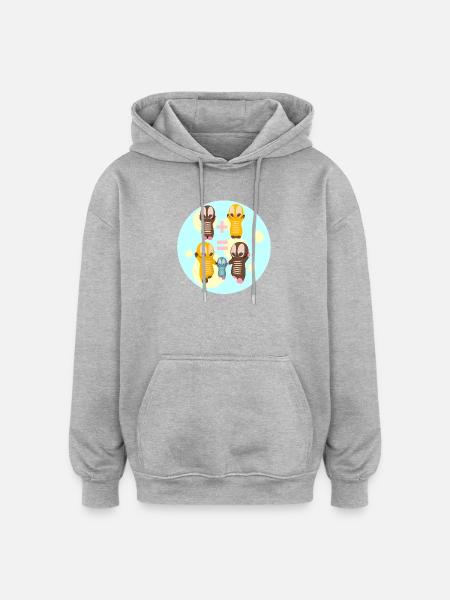 Cute Kawaii Figures Family - Oversized Unisex Hoodie - heather grey