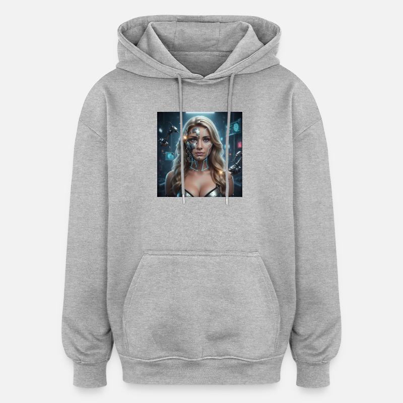 Kybernetische Maxima - Oversized Unisex Hoodie - Grau meliert
