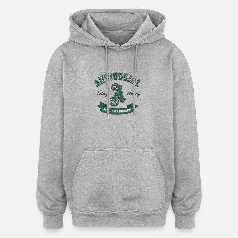 Blason antisocial - Sweat à capuche oversize unisexe - gris chiné
