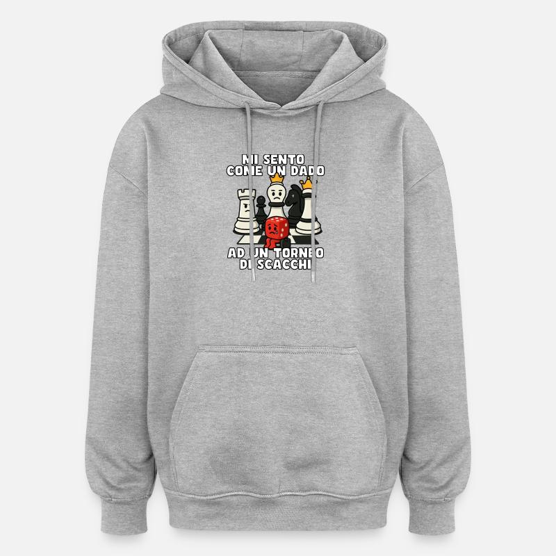 Comme un dé à damier - Sweat à capuche oversize unisexe - gris chiné