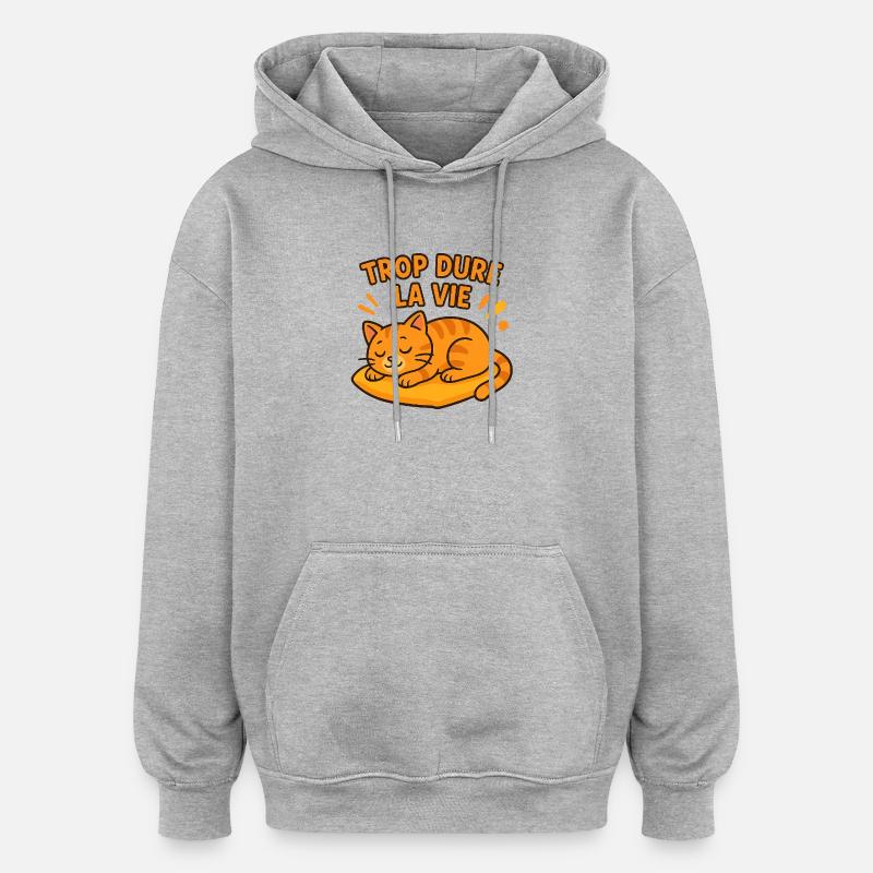 Zu hartes Leben Katze schläft - Oversized Unisex Hoodie - Grau meliert