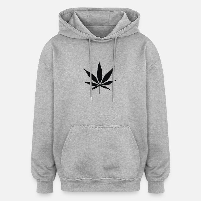 Silhouette de feuille de cannabis - Sweat à capuche oversize unisexe - gris chiné