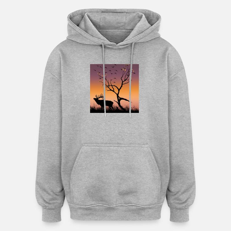 coucher de soleil nature  - Sweat à capuche oversize unisexe - gris chiné