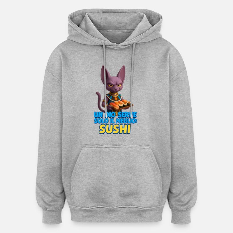 Un_Dio_e_il_Sushi_Perfetto - Sweat à capuche oversize unisexe - gris chiné