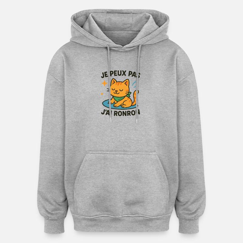 Zen-Katze in einer Schnurrpause - Oversized Unisex Hoodie - Grau meliert