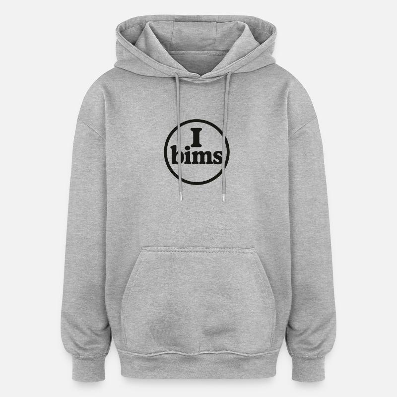 I_bims - Sweat à capuche oversize unisexe - gris chiné