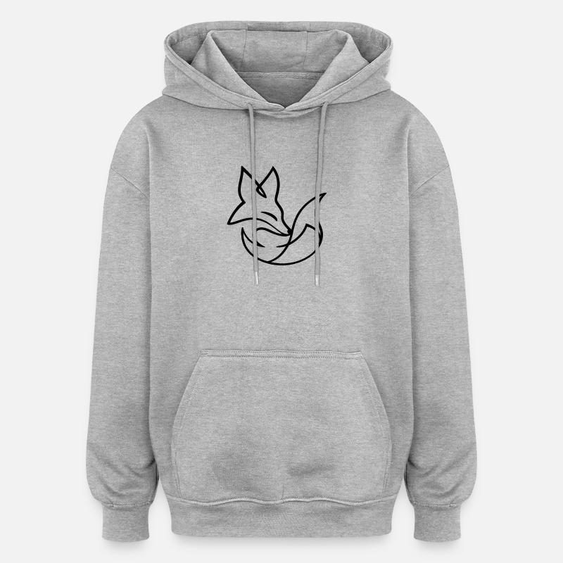 One_Line_Fuchs - Sweat à capuche oversize unisexe - gris chiné