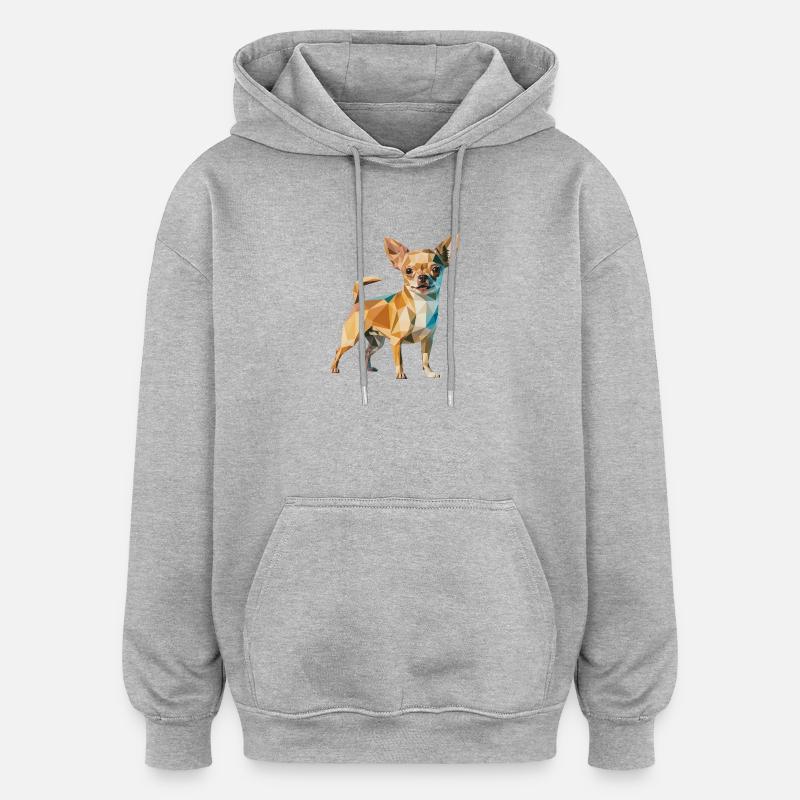 Chihuahua - Cooles Low-Poly-Logo - Oversized Unisex Hoodie - Grau meliert