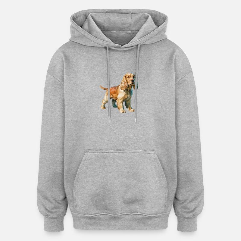 Cocker Spaniel - Cooles Low-Poly-Logo - Oversized Unisex Hoodie - Grau meliert