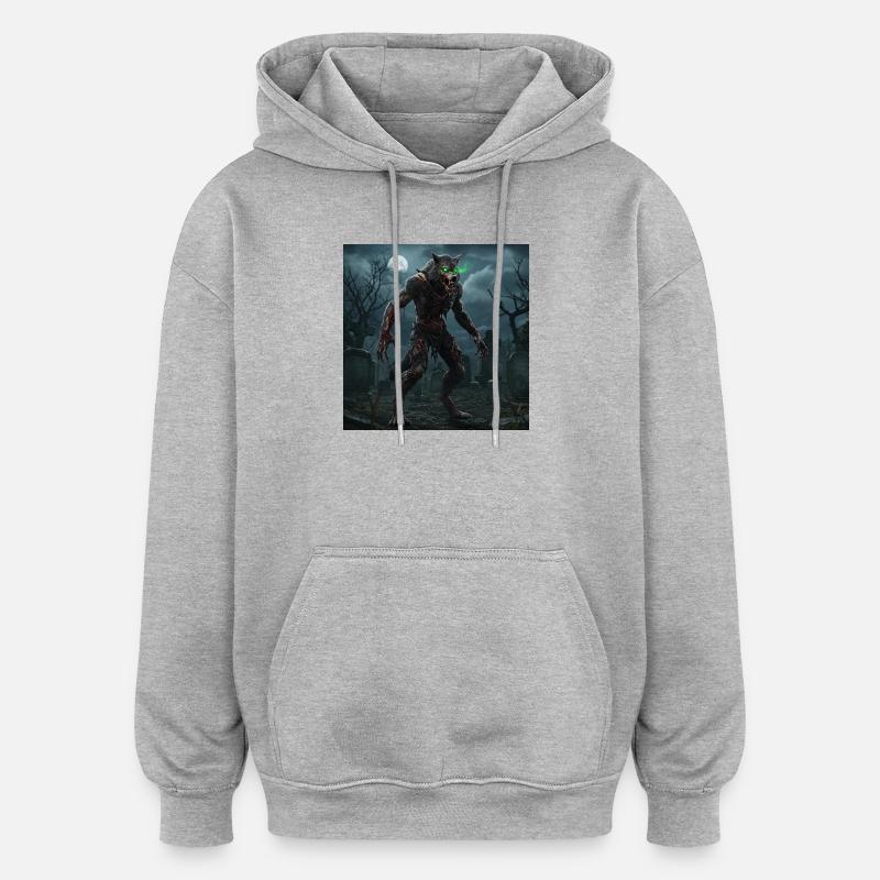 Loup-garou Nuit au clair de lune - Sweat à capuche oversize unisexe - gris chiné