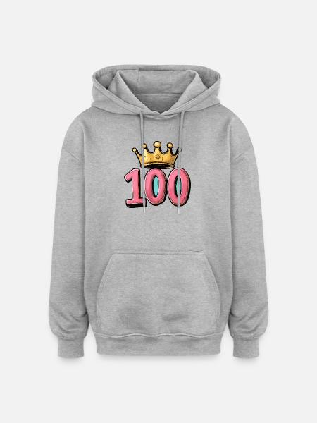 100 Zahl Krone - Oversized Unisex Hoodie - Grau meliert