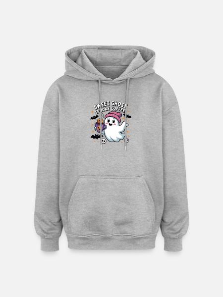 Ghost Sweet Coffee Halloween - Oversized Unisex Hoodie - Grau meliert
