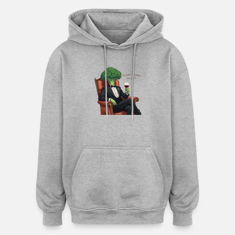 Plant Based Society – Brocoli élégant - Sweat à capuche oversize unisexe - gris chiné