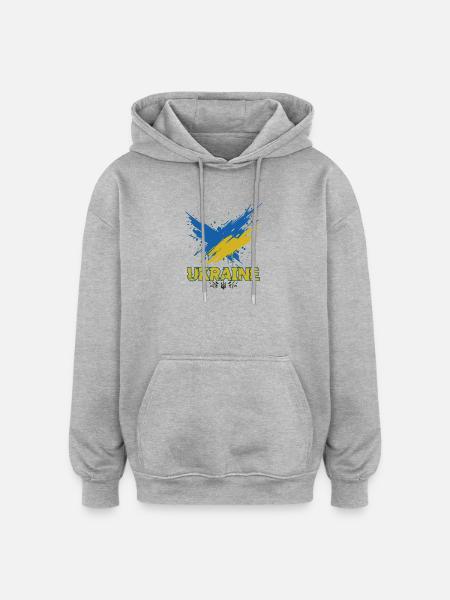 Ukraine Flag Splash Art - Oversized Unisex Hoodie - heather grey