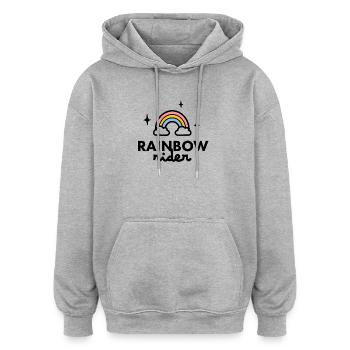 Logo des Regenbogenfahrers - Oversized Unisex Hoodie - Grau meliert - Vorne - Noah (186cm)