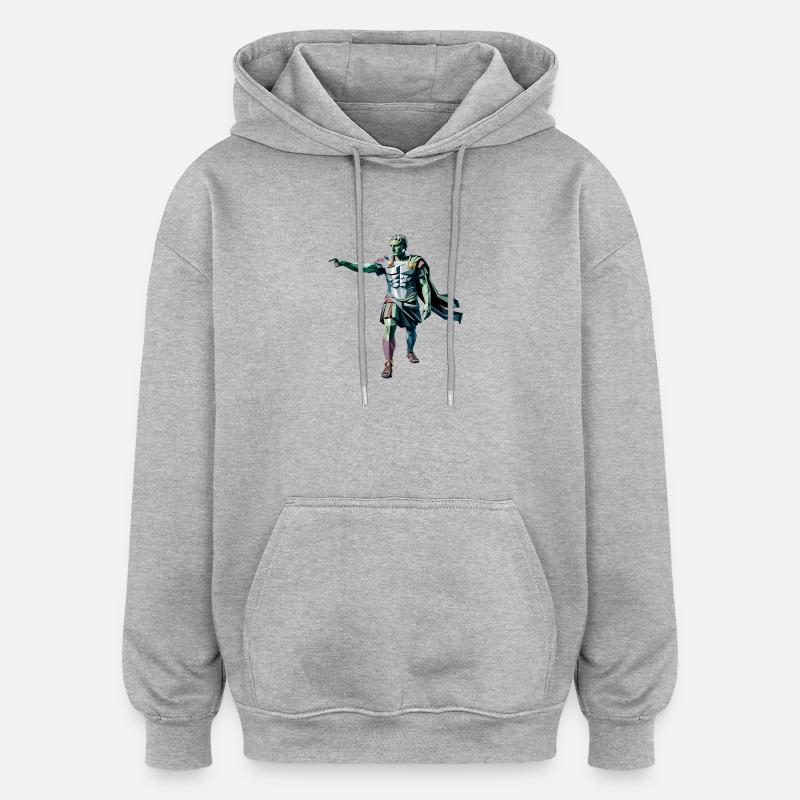 Caesar - Logo de l’histoire cool - Sweat à capuche oversize unisexe - gris chiné