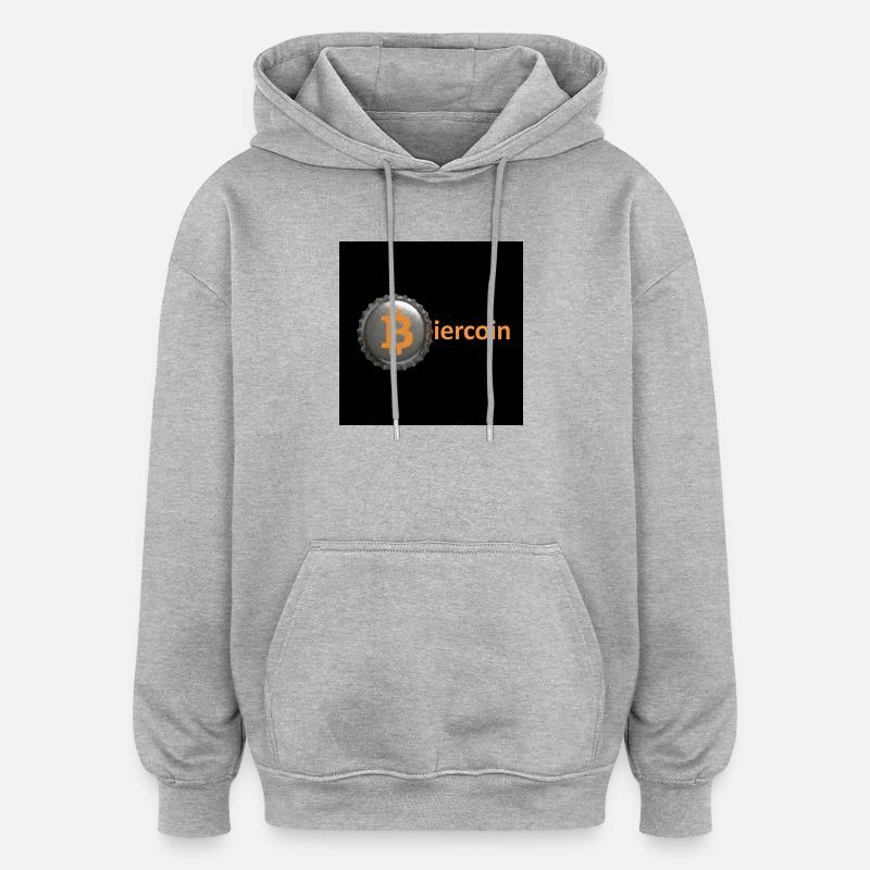 Bouchon de bouteille Biercoin Bitcoin - Sweat à capuche oversize unisexe - gris chiné