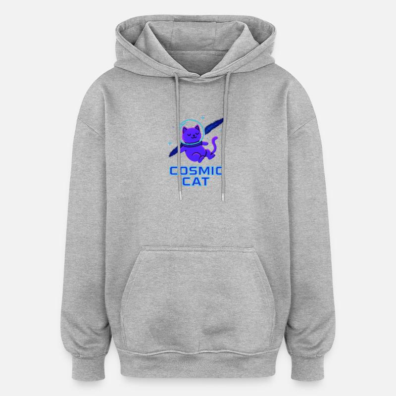Néon de chat cosmique - Sweat à capuche oversize unisexe - gris chiné