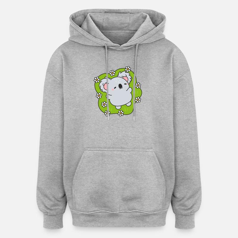 Koala fleuri rêveur - Sweat à capuche oversize unisexe - gris chiné
