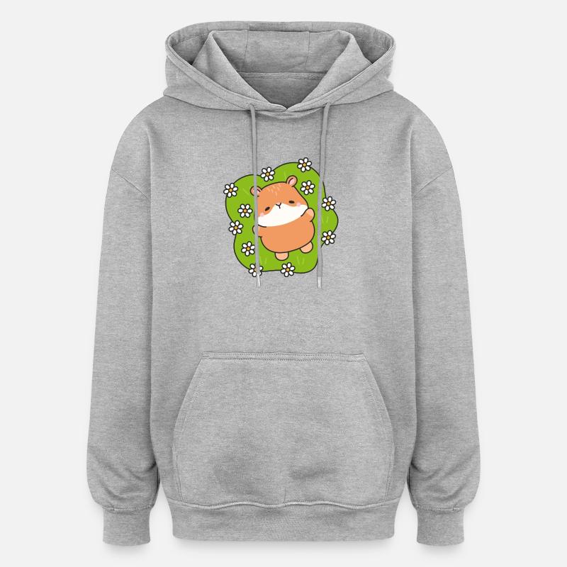 Gänseblümchen-Feldhamster - Oversized Unisex Hoodie - Grau meliert