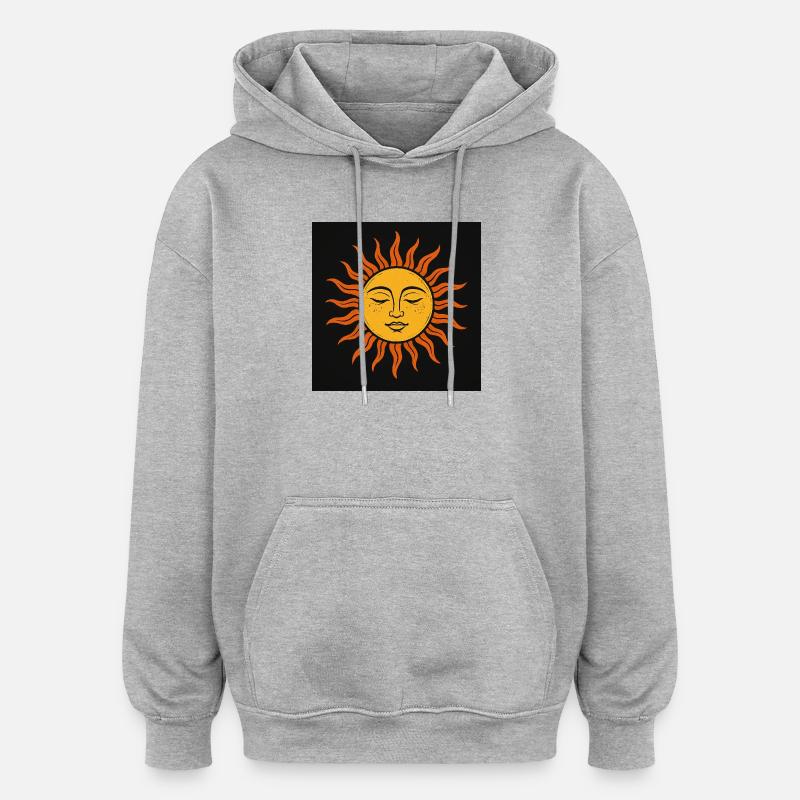 Face du Soleil - Sweat à capuche oversize unisexe - gris chiné