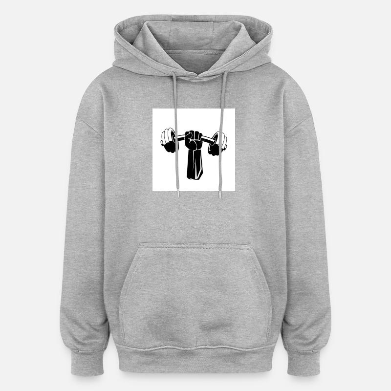 Kraftfist Hantelstärke - Oversized Unisex Hoodie - Grau meliert