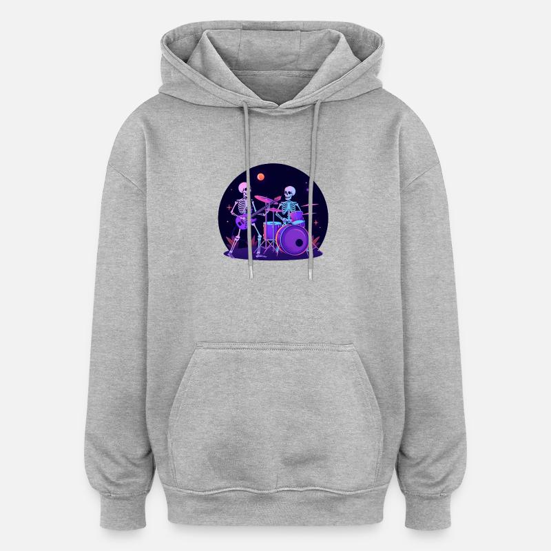 Neon Skeleton Band Jam – Jupe d’Halloween - Sweat à capuche oversize unisexe - gris chiné