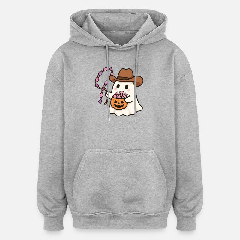 Ghost Cowboy Seau à bonbons d’Halloween - Sweat à capuche oversize unisexe - gris chiné