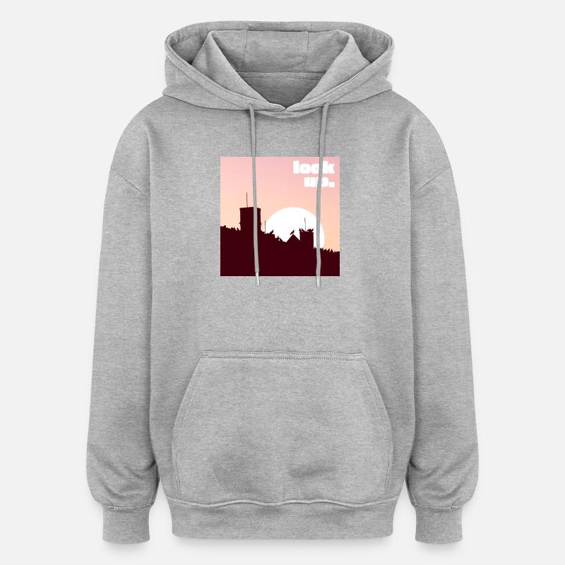 chercher - Sweat à capuche oversize unisexe - gris chiné