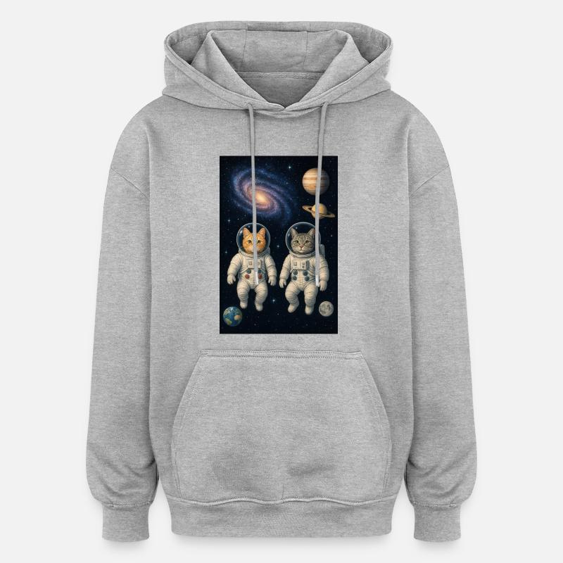 félin - Sweat à capuche oversize unisexe - gris chiné
