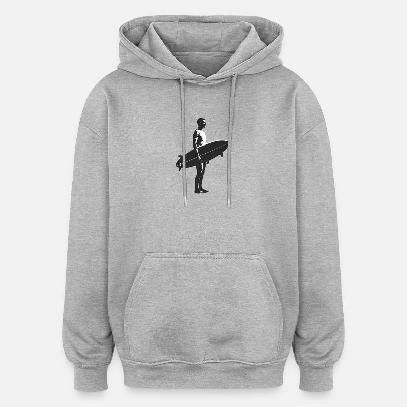 Surfeur - Logo Cool Silhouette - Sweat à capuche oversize unisexe - gris chiné