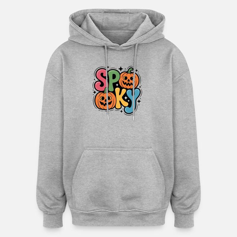 Lettrage citrouille effrayant - Sweat à capuche oversize unisexe - gris chiné