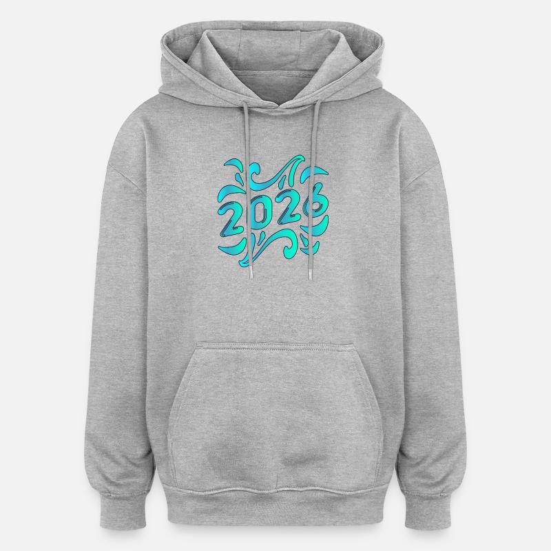 ANNÉE 2026 - Sweat à capuche oversize unisexe - gris chiné