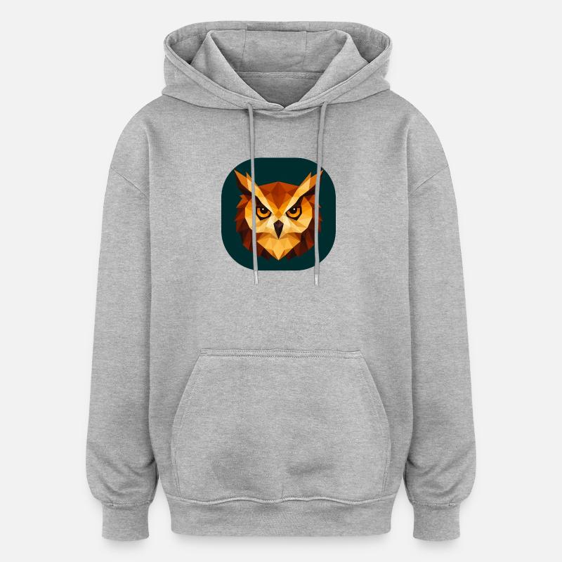 Geometrische Eulenkopf Polygonkunst - Oversized Unisex Hoodie - Grau meliert