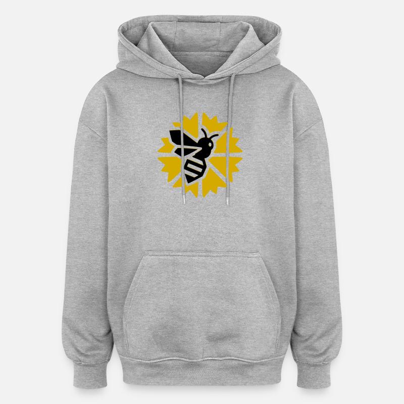 Graphique de l’abeille du soleil - Sweat à capuche oversize unisexe - gris chiné