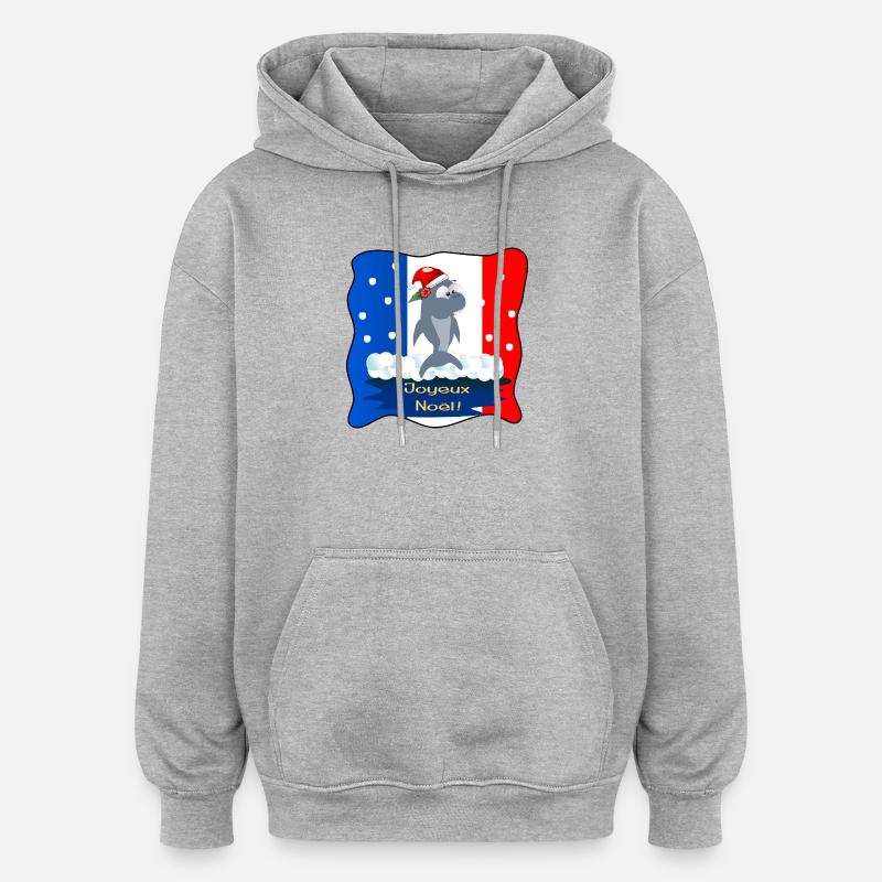 Joyeux Noël Requins France - Sweat à capuche oversize unisexe - gris chiné