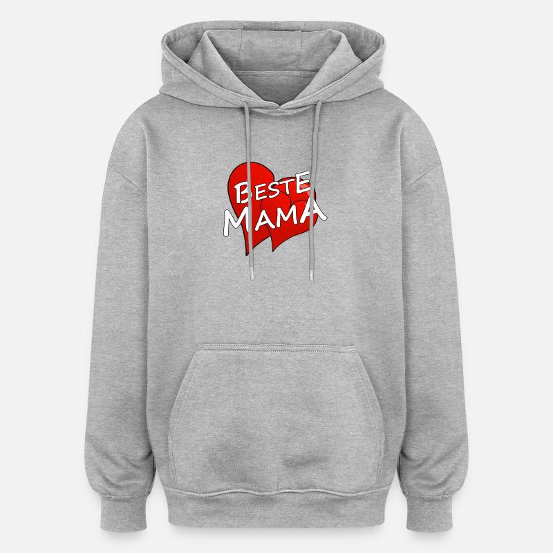 BESTE MAMA - Oversized Unisex Hoodie - Grau meliert