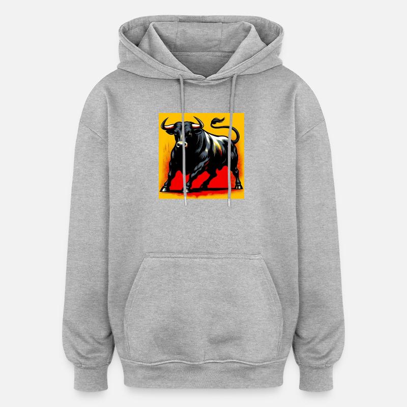 taureau - Sweat à capuche oversize unisexe - gris chiné