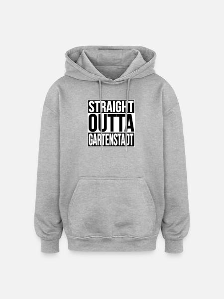STRAIGHT OUTTA GARTENSTADT - Oversized Unisex Hoodie - Grau meliert