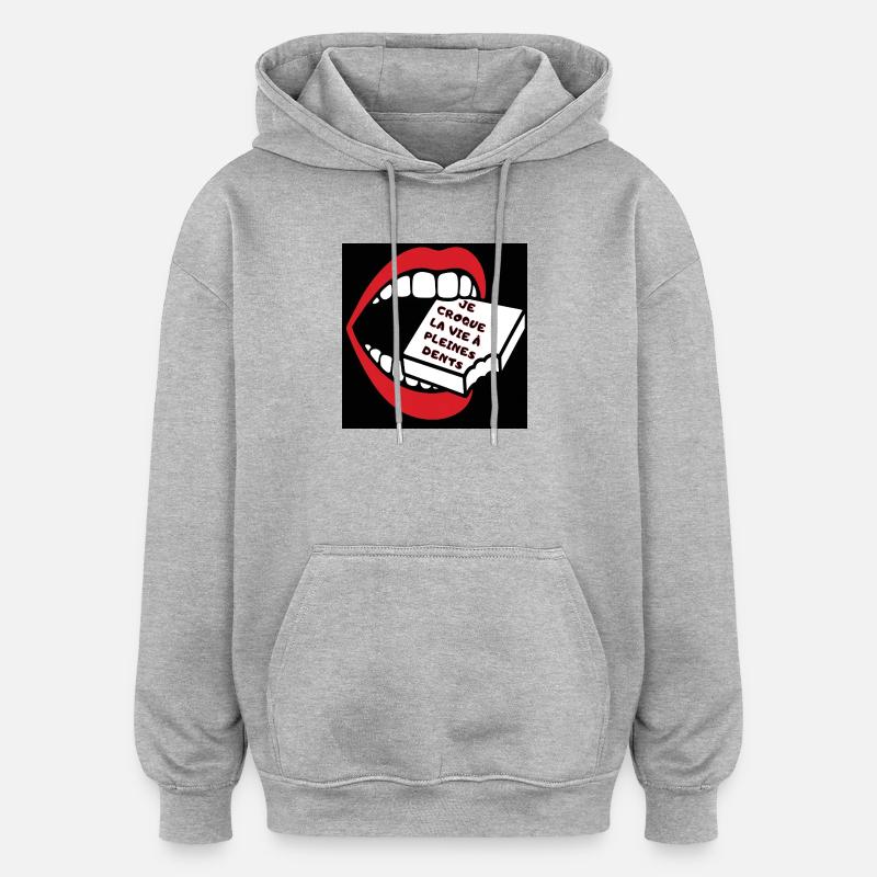 Das Leben ist gut - Oversized Unisex Hoodie - Grau meliert