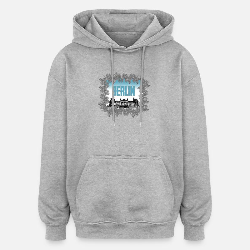 Berlin Skyline Brandenburger Tor - Oversized Unisex Hoodie - Grau meliert