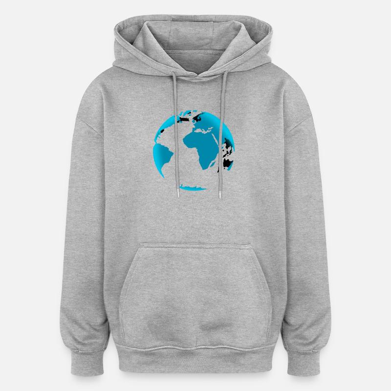 Blå Glob Neon Svart - Oversized luvtröja unisex - gråmelerad