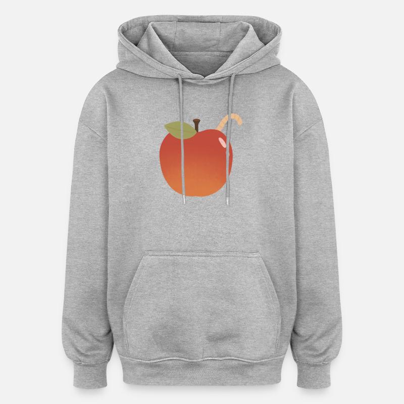 Apfel mit gebogenem Wurm-Akzent - Oversized Unisex Hoodie - Grau meliert