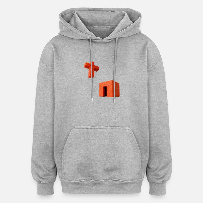 Crucifix Kaaba - Sweat à capuche oversize unisexe - gris chiné