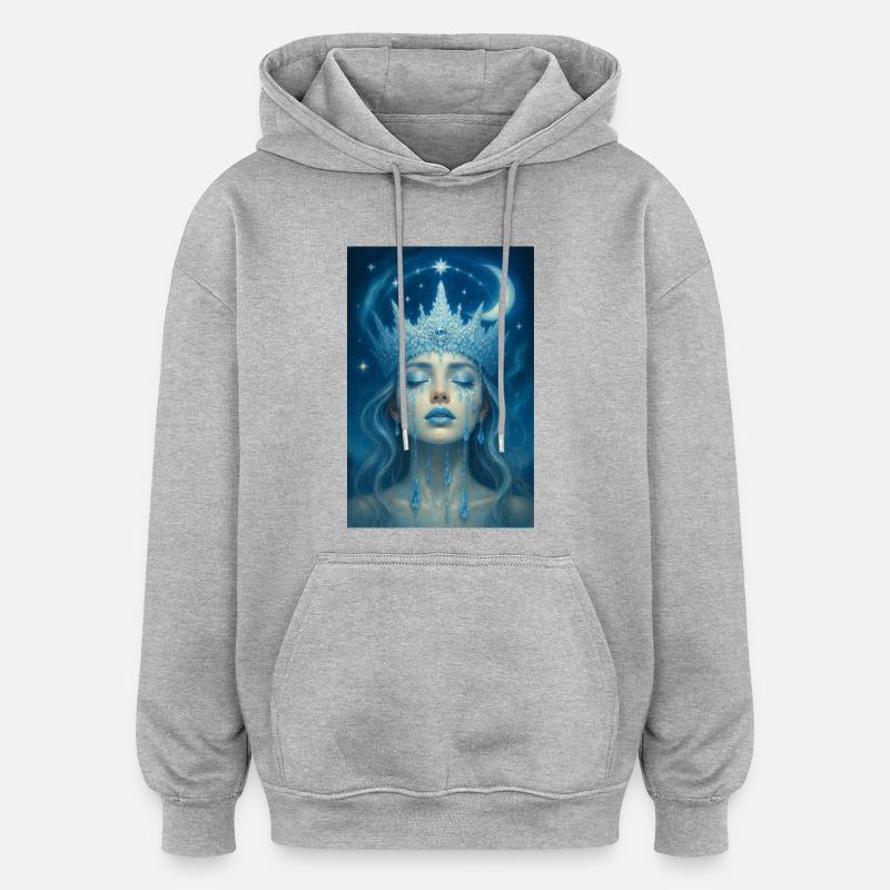 Reine de la lune glacée - Sweat à capuche oversize unisexe - gris chiné