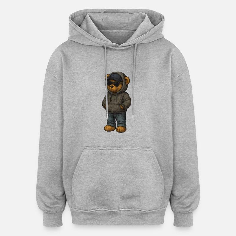 Urban Kapuzenpullover Bär - Oversized Unisex Hoodie - Grau meliert