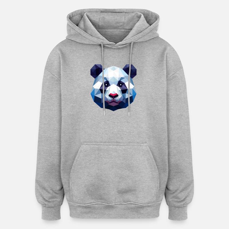Panda Lowpoly - Sweat à capuche oversize unisexe - gris chiné