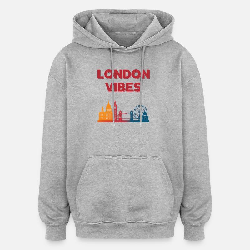 London Vibes Regenbogen Skyline - Oversized Unisex Hoodie - Grau meliert